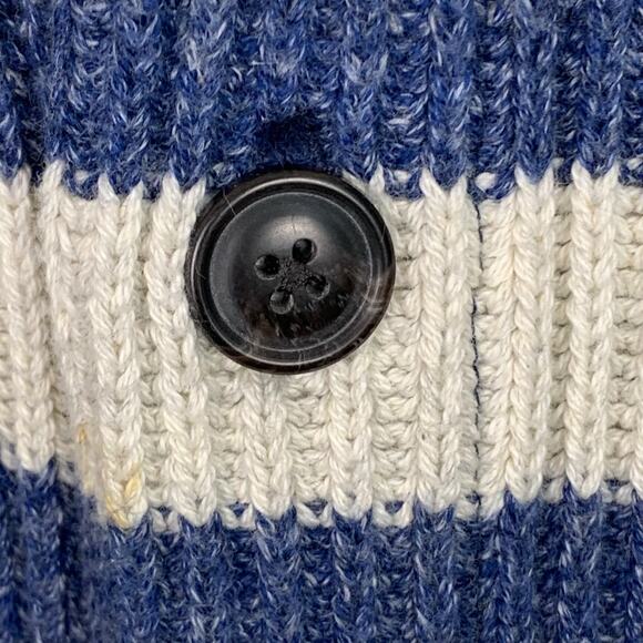 GAP Mens MCotton Blend Shawl Collar Ribbed Blue Strip Cardigan Pockets - Picture 5 of 11